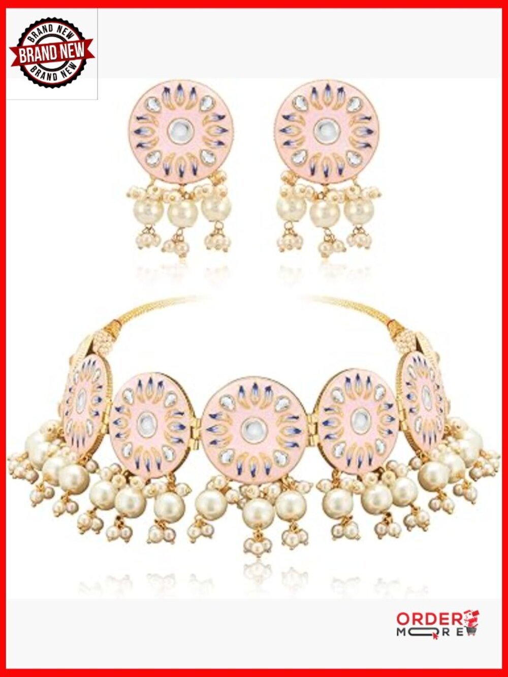 Handcrafted Meenakari Enamel Choker Necklace Earrings Set Traditional Jewelry